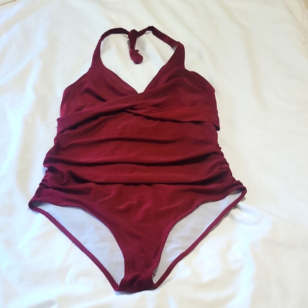 Bourdeax Red 1 Piece Swim Suit Women's XXL